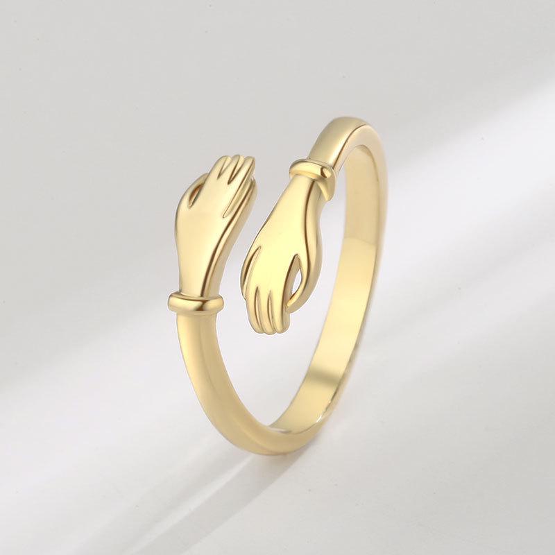 Romantic Adjustable Double Hand Hug Ring - Simple Fashion Jewelry