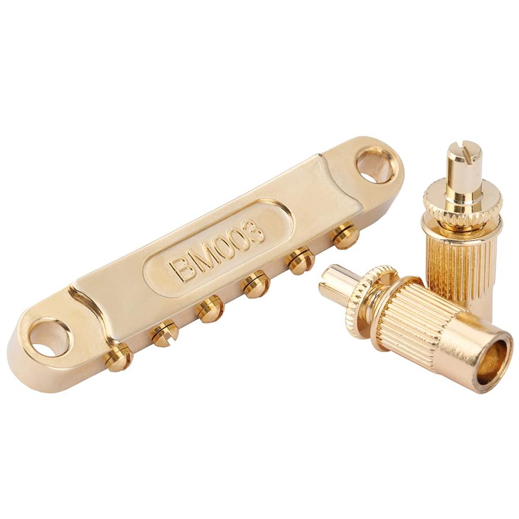 Musiclily Pro Pitch Roller Saddle Bridge for LP Epiphone Les Paul SG Electric Gold 10.4mm Tune-O-Matic Guitar,
