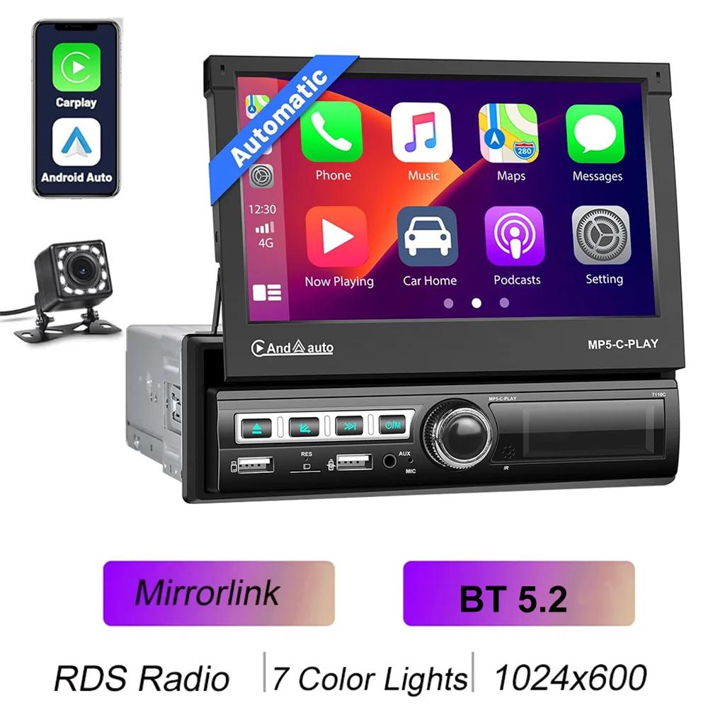 TOYOUSONIC 7inch Touch Screen Car Radio Carplay Android Auto Universal Multimedia Player Mirror Link BT USB 1 din Car MP5 Player
