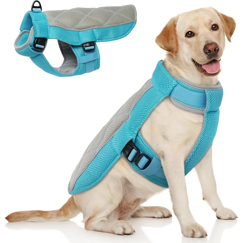 Dog Cooling Vest Harness Summer Breathable Pet Cooler Jacket Reflective Adjustable Mesh Sunstroke Prevention