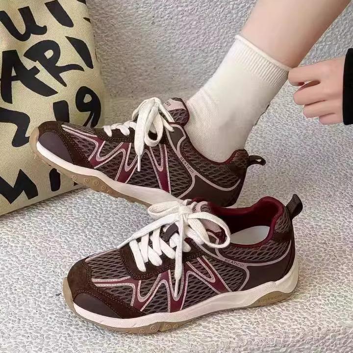 Herbst neue deutsche Trainingsschuhe Damen 2025 Mesh atmungsaktiv leicht weiche Sohle lässige Sportschuhe leichte Forrest Gump Schuhe