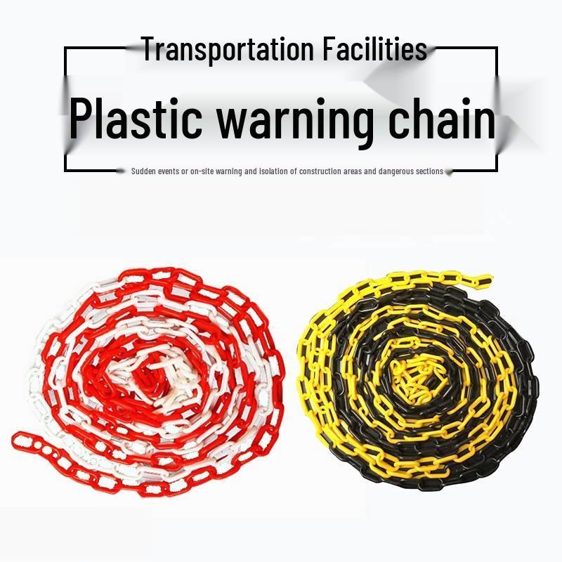 PE Traffic Safety Chain: Red/White/Yellow/Black Warning Chain for Cones, Posts, Barriers, or Clothes Drying Rack