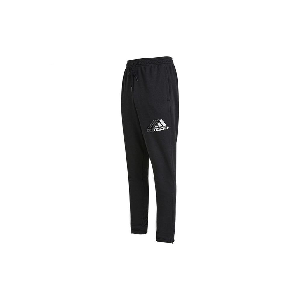 Adidas Q3 Series Breathable Knit Sports Long Pants With Logo Print Men Bottoms Black GS4875