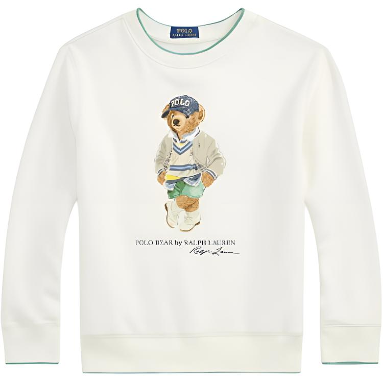 Polo Ralph Lauren Teddy Bear Graphic Crewneck Sweatshirt Kids Sweatshirt White 323971483-001
