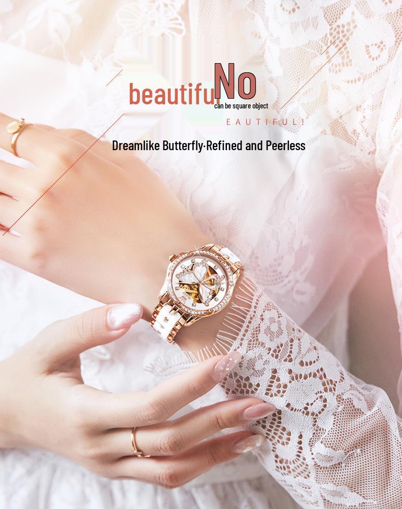 Damskie ceramiczne automatyczne zegarki mechaniczne Oulishi