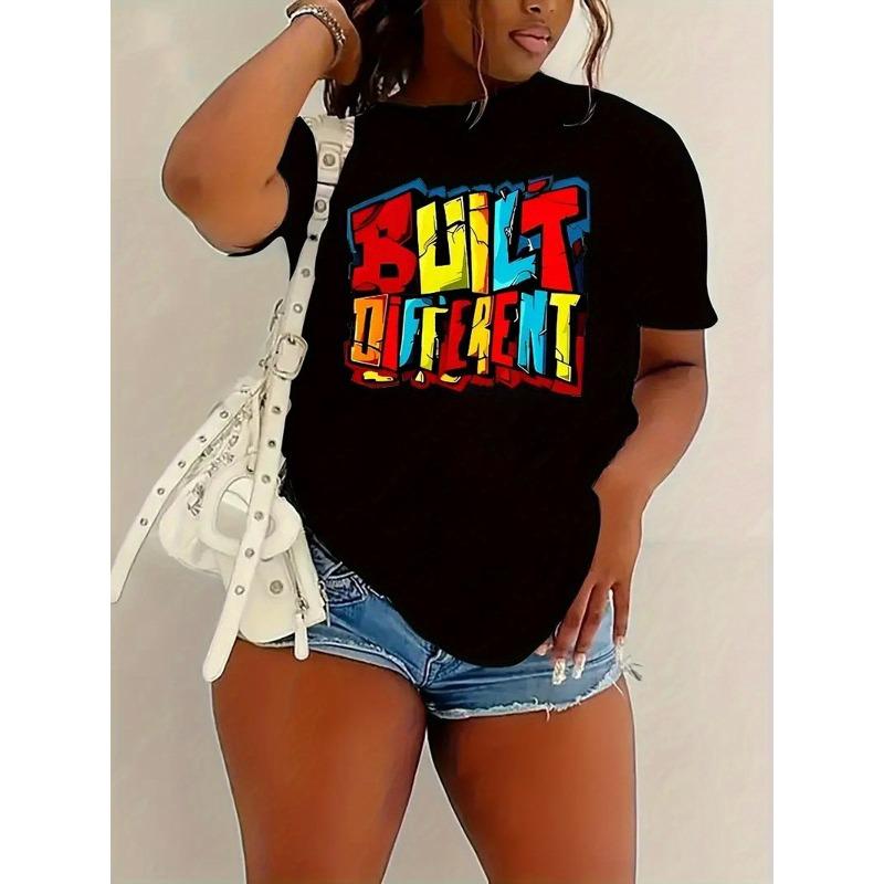 

European size 1pc, Short Sleeved Front Printed Short Sleeved T-Shirt Top, Comfortable And Breathable Fabric, Casual Sports Style 4XL чорний