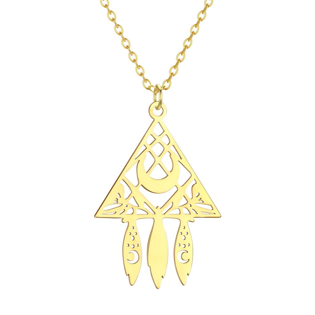 Kinitial Raindrop Cloud Whale Ghost Hand Flower Horse Meditation Moon Stainless Steel Pendant Necklace For Women Jewelry Gift