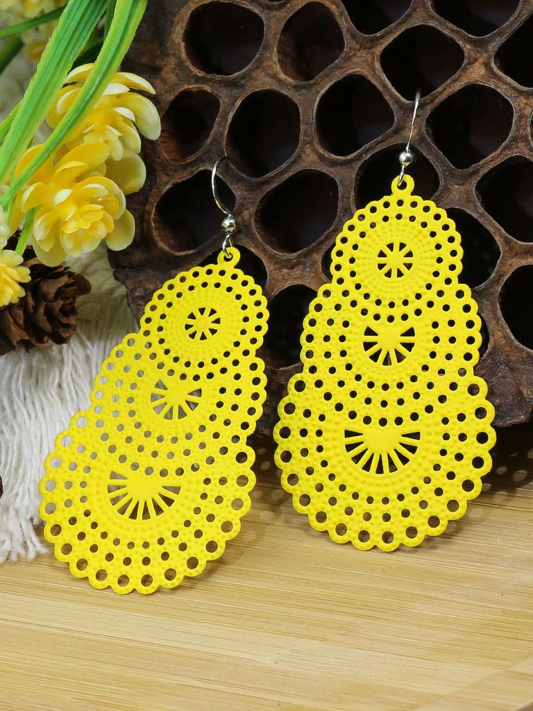 3 Paare Bunte Geometrische Hohle Hängeohrringe Für Damen Böhmischer Urlaub Zirkone Dating Geschenk