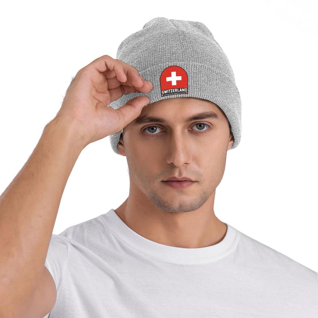 Coat Of Arms Of Switzerland Flag Warm Knitted Cap Winter Knit Bonnet Hat Skullies Beanies Hip Hop Caps for Unisex
