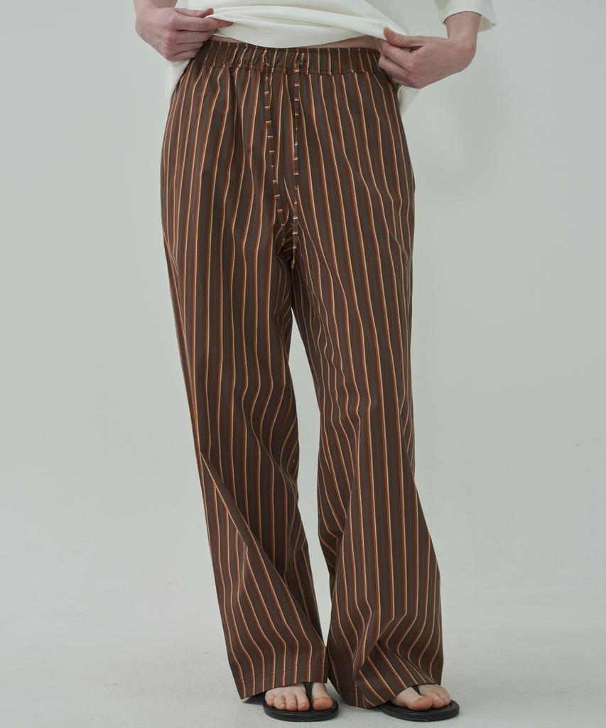 MOTT Relaxed Band Loose Pants - Stripe Brown