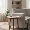 Round Wooden Side Table | Modern Scandinavian Accent Table for Living Room | Lightweight Coffee & Bedside Table, Sofa Side Table Furniture