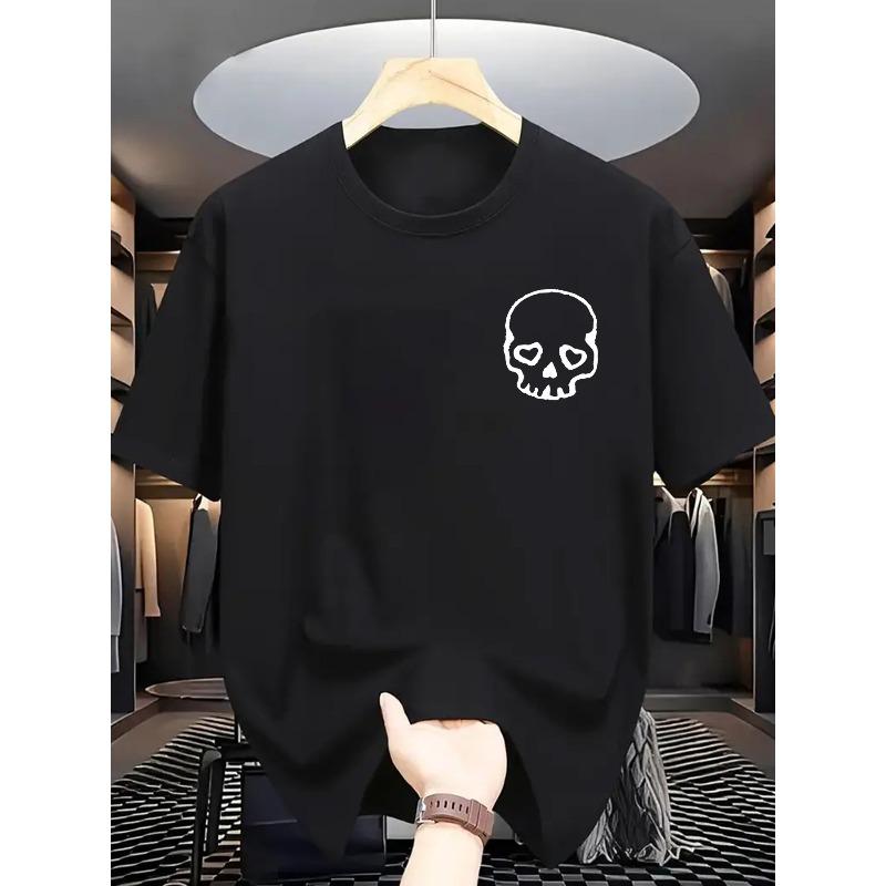 European sizes Men s Love-Eye Skull Print T-Shirt, Romantic Dark Style, Suitable for Fashion Events, Ideal for Dark Romantic Aesthetics lover S