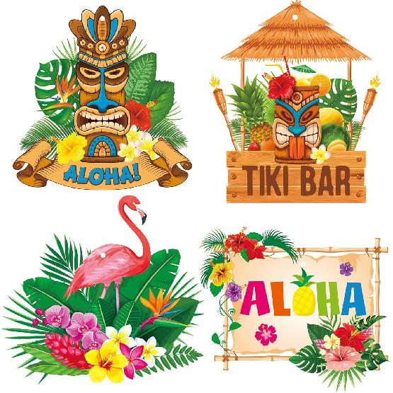 30pcs Luau Party Decorations Hawaiian Decorations Tiki Decorations Tropical Party Decorations Luau Hanging Swirls Aloha Party Decorations, Flower