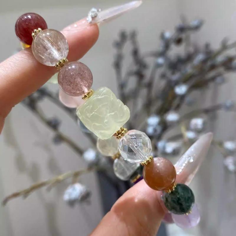 Mehrsteiniges Armband aus Naturkristallen für Damen, Perlenarmband mit mehreren Edelsteinen, Geschenk für Freunde, Geburtstagsgeschenk im neuen chinesischen Stil