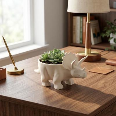 Animal Figurine 3D Printed Dinosaur Flowerpot Funny Ornaments Small Storage Desktop Decoration Mini Flower Pot Table