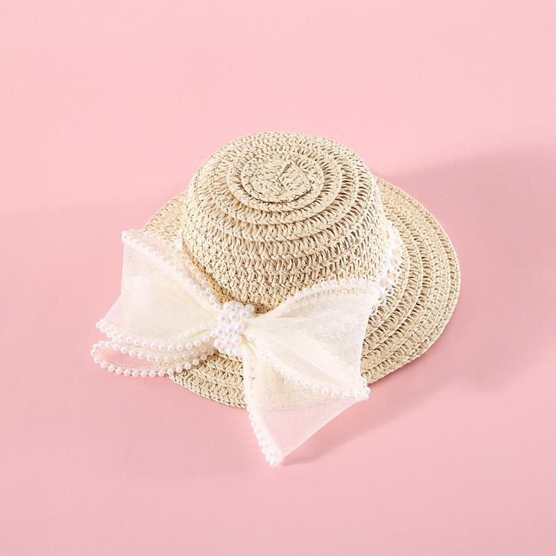 Adjustable Pet Sun Hat With Pearl Flower Lace Bow Daisy Pom Cats Dogs Fashion Accessory