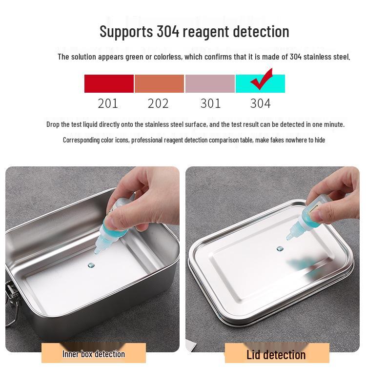 304 Stainless Steel Bento Lunch Box with Lid - Food Grade for Students and Office Workers