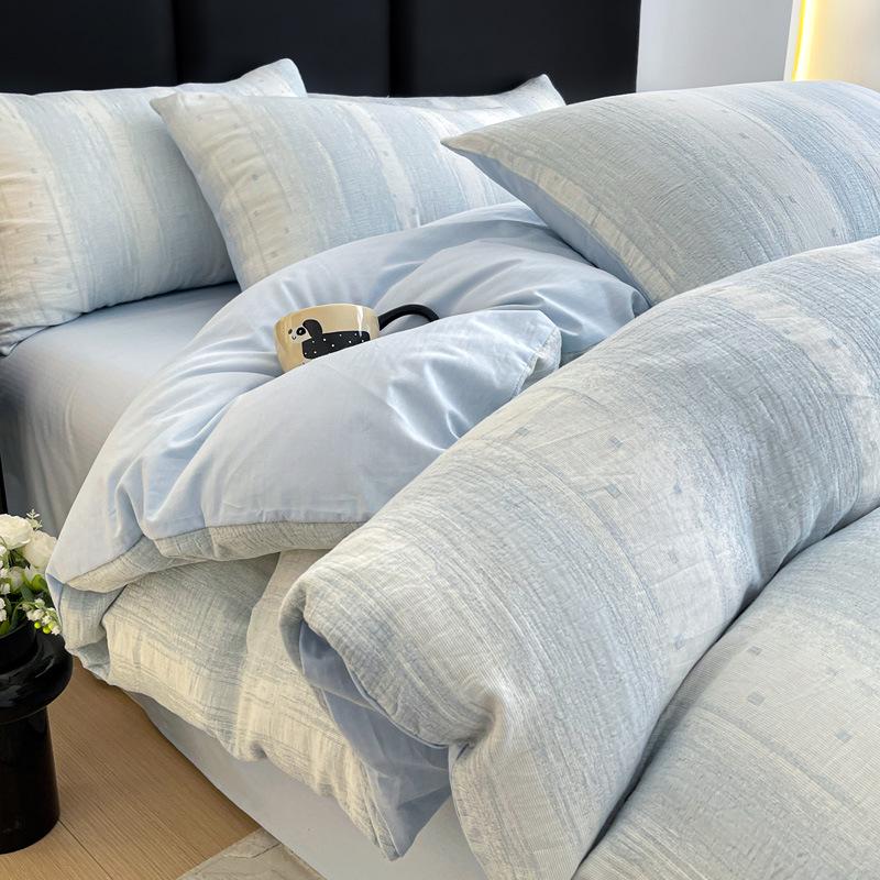 

Luxury Cotton Double Gauze Bedding Set - 2026 New Style Bed Sheet, Duvet, Fitted Sheet Student Bed - 3-Piece Set for 150x200cm Duvet