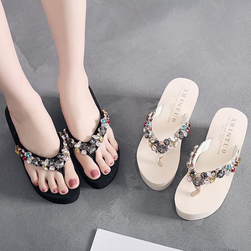 Moda Femenina Verano Zapatilla de Pedrería Antideslizante Chancla Tanga  Plataforma Sandalias Cuña comprar a buen precio — entrega gratuita, reseñas  reales con fotos — Joom