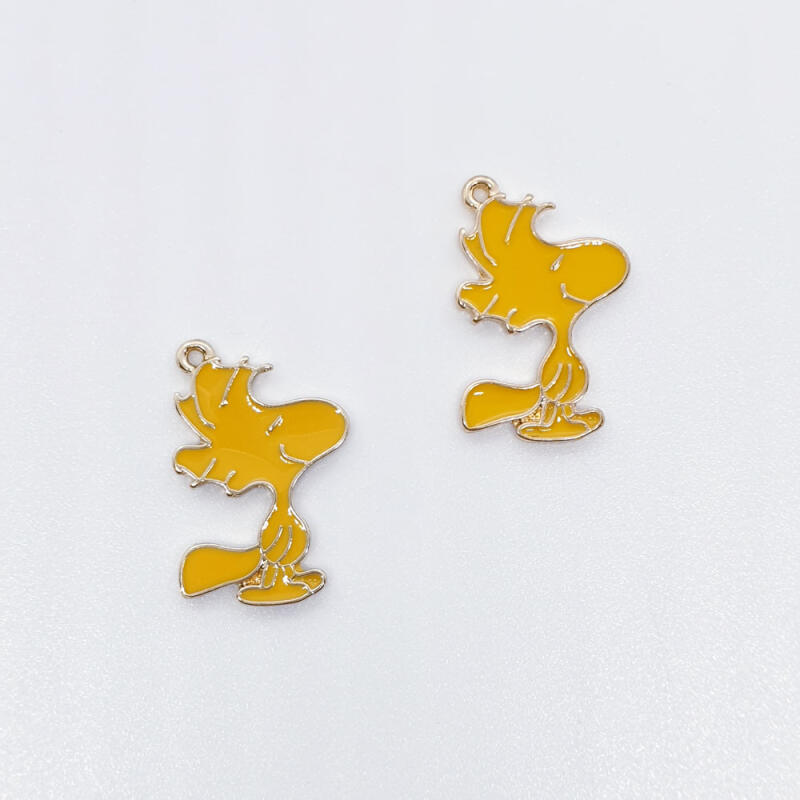 Yellow Snoopy Woodstock Keychain Pendant Metal Keyring