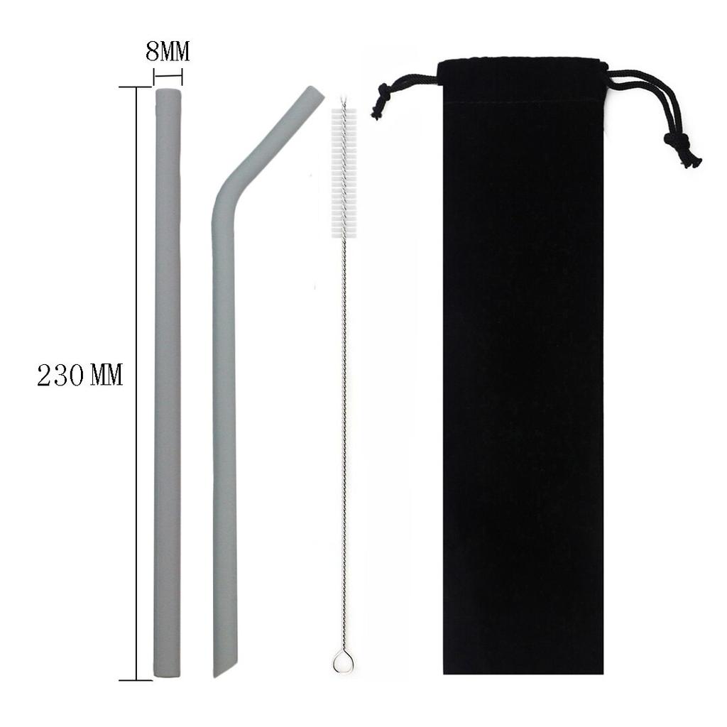 Farge Silikon Reise sugerørsett Gjenbrukbart fleksibelt sammenleggbart sugerør med rensebørstepose