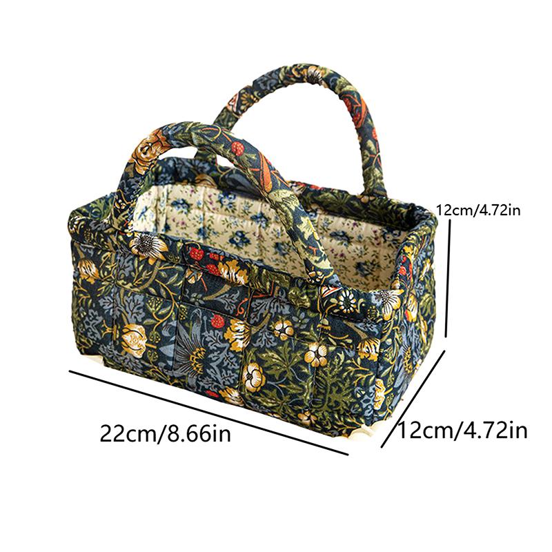 Floral Pattern Storage Basket Women Large Capacity Fabric Sweet Laundry Baskets With Easy Carry Handles Hampers Travel Tote Bag
