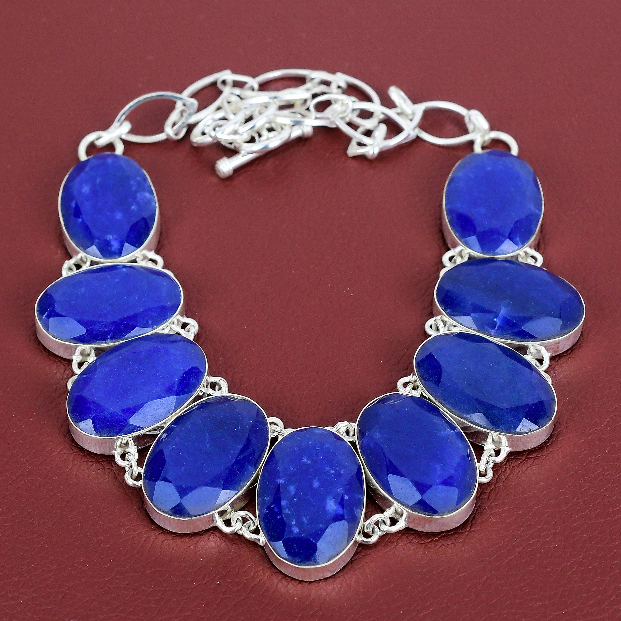 

Faceted blue sapphire necklace real gemstone necklace handmade jewelry 925 sterling silver necklace adjustable chain necklace wedding gifts Adjustable