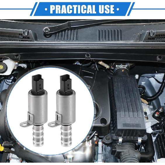 2 Pcs Oil Control Variable Valve Timing VVT Solenoid Compatible for Mini Cooper 2002-2015, Durable Metal Silver Tone Black Oil Control VVT Valve