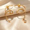 Stainless Steel Asymmetrical Diamond-encrusted Stud Earrings with Geometric Curves