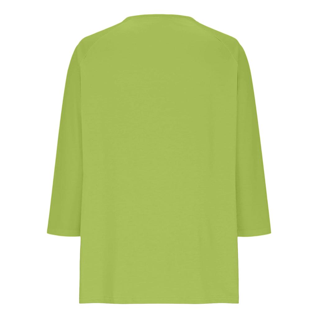 Print Tops For Youth Girls Round Neck 3/4 Sleeves T-Shirts Trendy Tops Outfit Tees