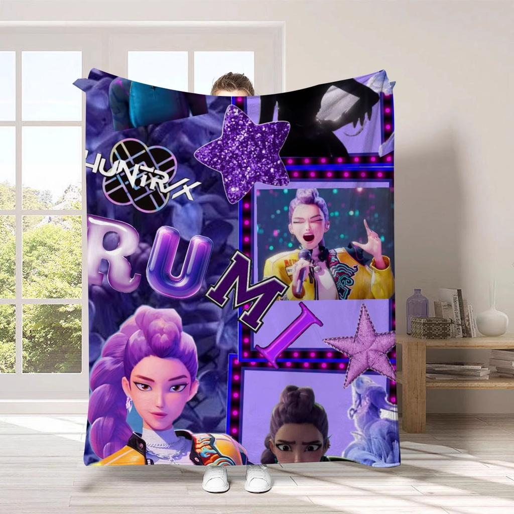 K-Pop D-emon H-unters Anime flannel blanket, suitable for home travel camping party gifts