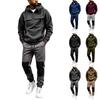 Men's Multi-Pocket Zip-Up Hoodie and Black Casual Pants 2 Piece Athletic Set