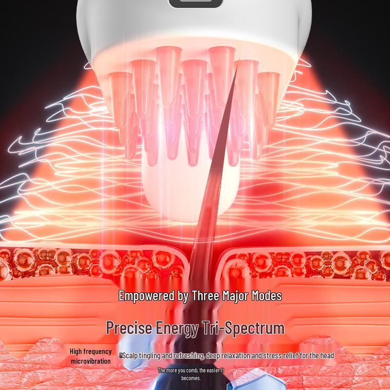Red & Blue Light Electric Scalp Massager Comb with Hair Growth Oil