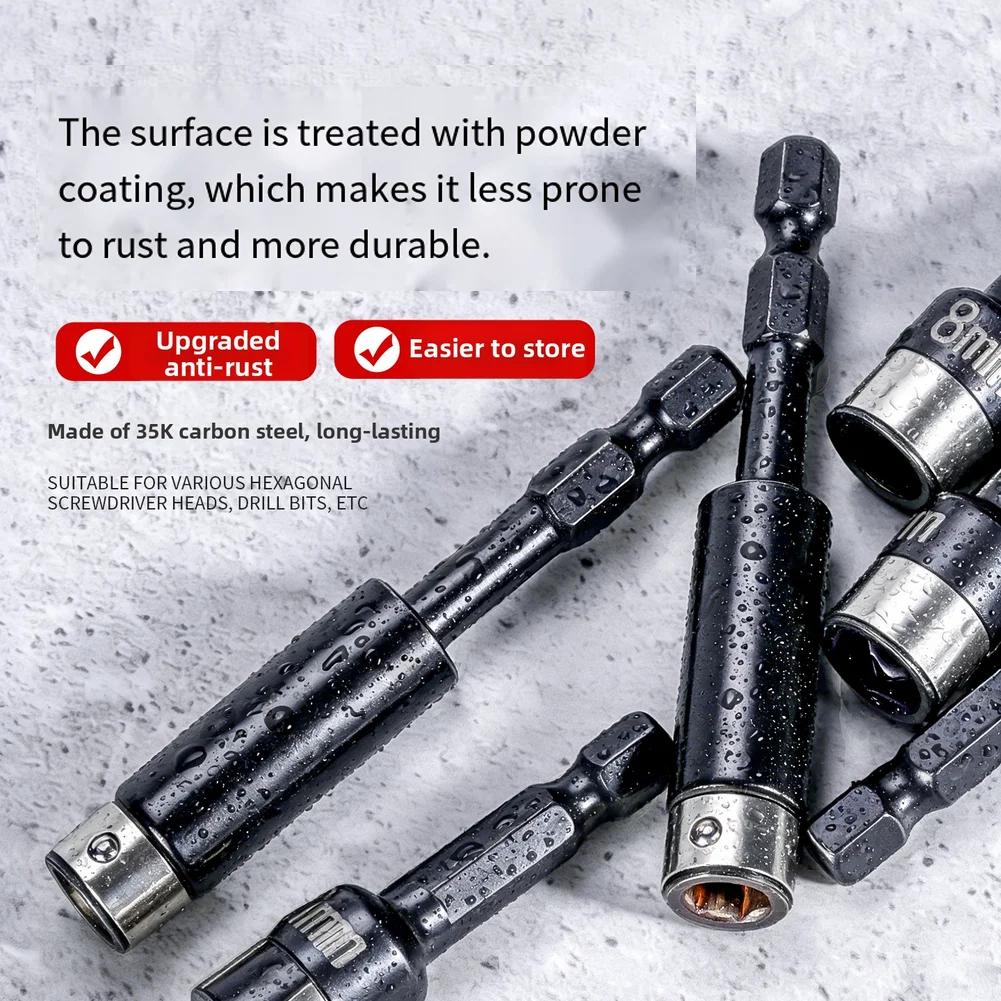 Magnetic extended hex adapter for screwdriver bits compatible with multiple hex sizes offering fast convenient bit changes