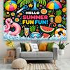 2D 1 Piece of Summer-themed Polyester Background Fabric Showcasing a Variety of Summer Elements