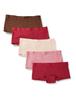 Amazon Essentials 5-Pack Boy-Length Cotton Panties for Women, Burgundy/Pink/Brown/Blush, Size L