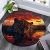 Wildtier Leopard Runder Teppich, Teppich für Wohnzimmer Schlafzimmer Sofa Spielzimmer Dekor, Rutschfeste Fußmatte