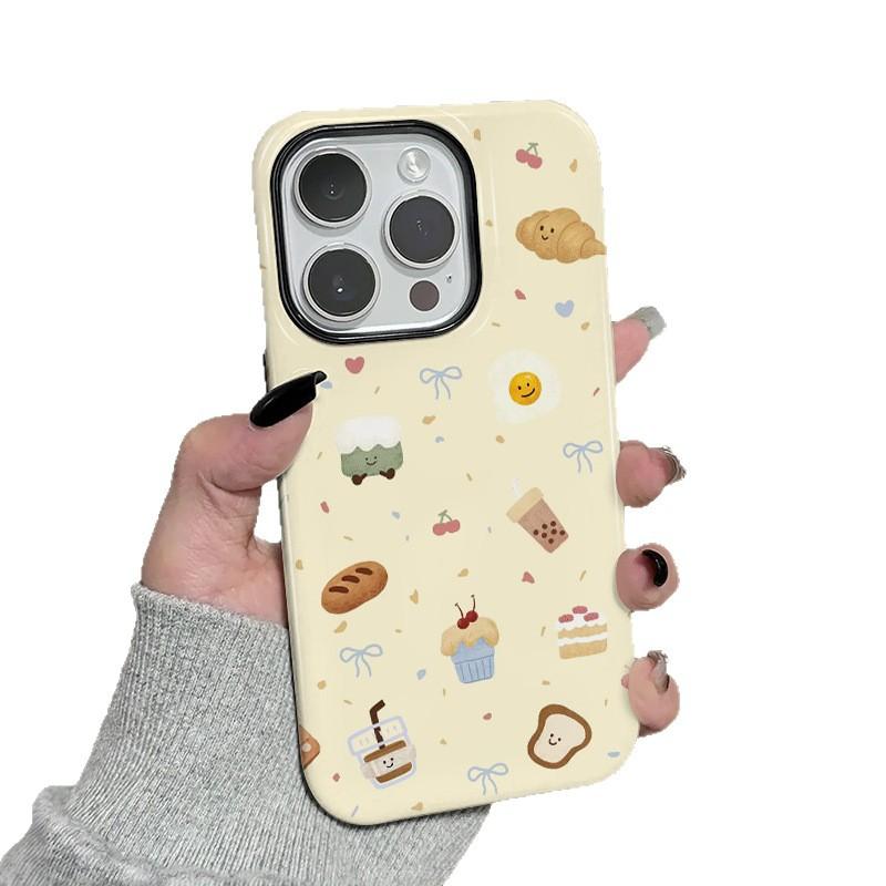 Bread coffee applicable Apple 17promax cartoon cute iPhone16Pro lens all-inclusive 15 two-in-one
