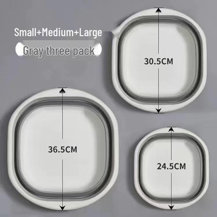 

Portable Foldable Washbasin: Collapsible Basin for Dorm, Travel, Home Storage, and Foot Bath. Small серый