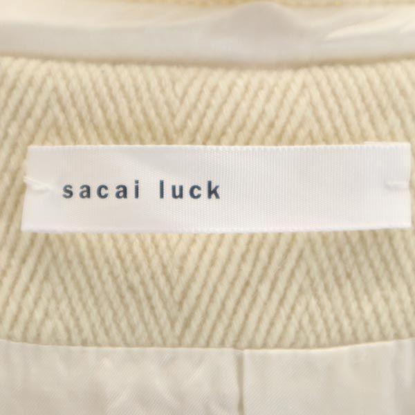 sacai luck Made in Japan Wool Blend Duffel coat 1 Ivory Real fur hood Women Used