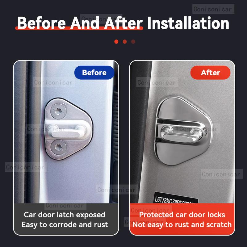 Auto Car Door Lock Protect Cover Emblems Case Stainless Steel Decoration For GEELY TUGELLA -2025 Protection Accessories
