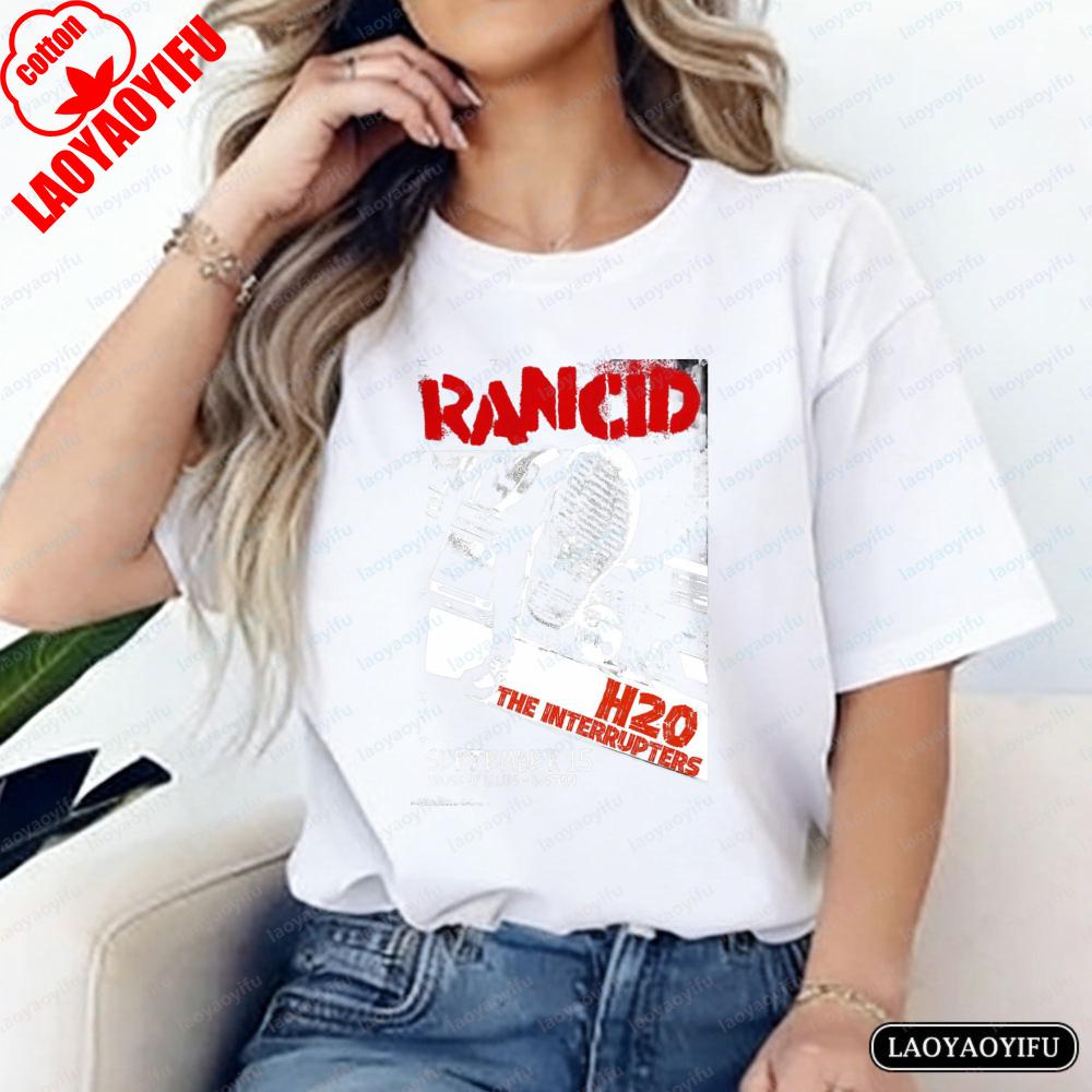 Rancid H2O The Interrupters Band Logo Print Casual Streetwear Unisex Cotton TShirt Summer Trendy Cool Y2k Tops for Women Unisex