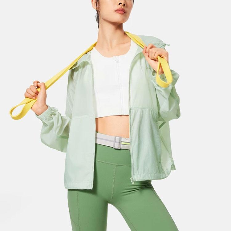 Li Ning UV Protection Waterproof Breathable Color Solid Zip Hooded Jacket UPF50+ Women Jacket Ice-Green AFDU460-3