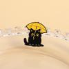 Funny Black Cat With Umbrella Enamel Pins Duck With Rain Boots Metal Brooches Lapel Badge Jewelry Gifts For Friends