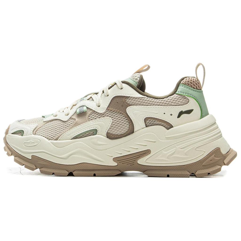 Li Ning Star Bright Soft Retro Fashion Versatile Thick Sole Height Increasing Shock Absorbing Non-Slip Breathable Low-Top Casual Shoes AGCU576-3