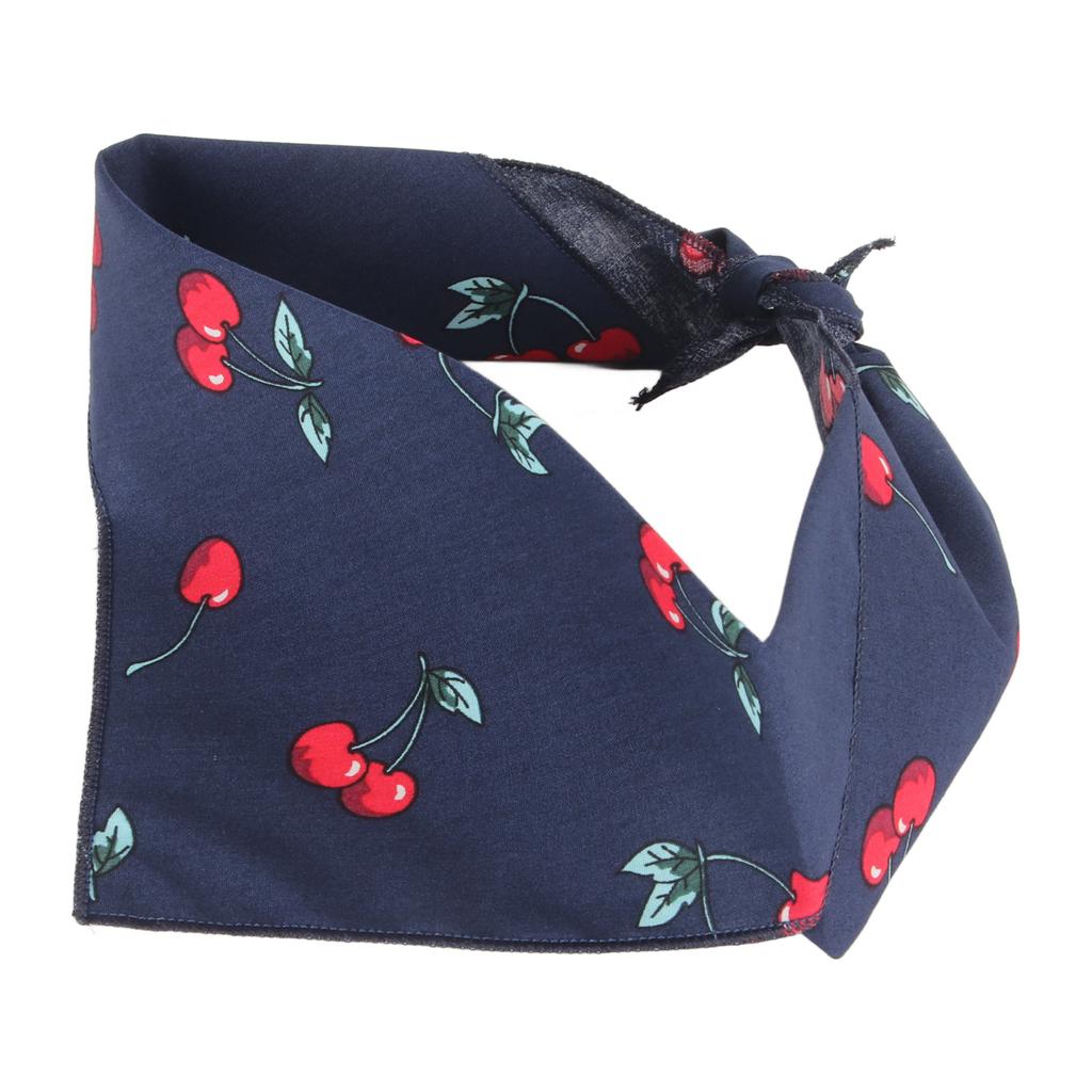 Pet Bibs Soft Machine Washable Cherry Print Triangular Cotton Dog Bib Scarf for Birthday Party