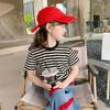 Girls' Short Sleeved T-shirt Striped Summer Children's Korean Summer Outfit Half Sleeved Girls' Thin Top T-shirt