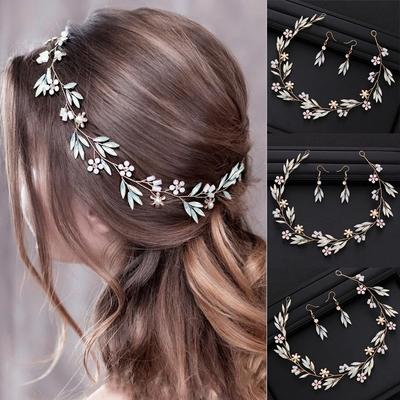 Trendy Wedding Hair Accessories Handmade Gold Rhinestone Crystal Headband Bridal Tiara Earring Queen Hair Accessories 3 Pieces