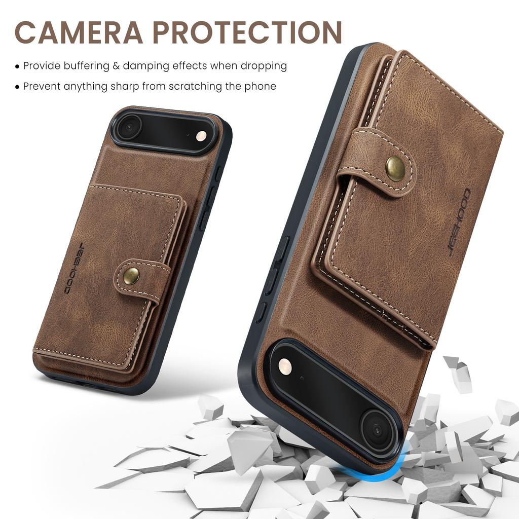 For iPhone Air Case JEEHOOD J01 Retro Leather + TPU Phone Cover Detachable Magnetic Card Holder