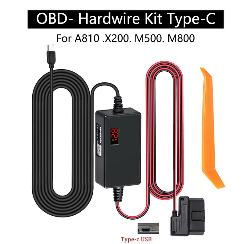 For 70mai Dash Cam A810 OBD Hardwire Kit Power Cable Type USB C Port 10FT 12V-24V To 5V for Dash Camera Low Voltage Protection